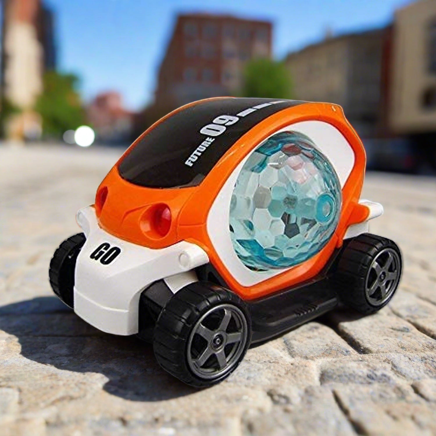17922 Plastic 360 Degree Rotating Stunt Car Toy for Kids - Bump and Go Action with 4D Lights and Music, Plastic Mini Car with Disco Ball (1 Pc / Battery Not Included) 17922 Plastic 360 Degree Rotating Stunt Car Toy for Kids - Bump and Go Action with 4D Lights and Music, Plastic Mini Car with Disco Ball (1 Pc / Battery Not Included)